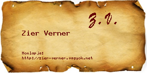 Zier Verner névjegykártya